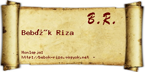 Bebők Riza névjegykártya